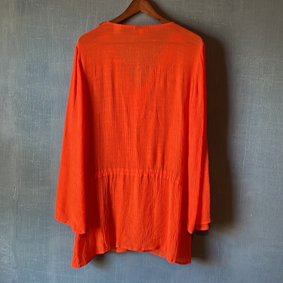 Orange gauze beach cover up or top - Picture 2 of 2